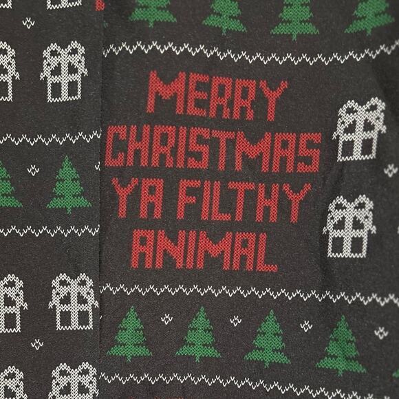 Holiday Time Mens Black Red Green Merry Christmas Ya Filthy Animal Blazar w/ Tie - Picture 5 of 13